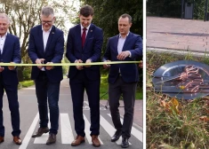 Торжественное перерезание ленточки ножницами, которые затем были утеряны.