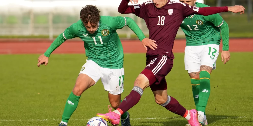 Latvijas U-21 futbola izlasei minimāls zaudējums pret Īriju
