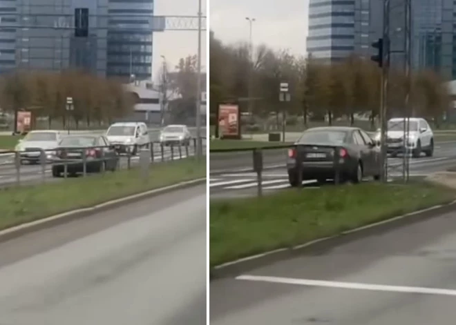 ВИДЕО: в Риге автомобиль бодро ехал по встречной полосе