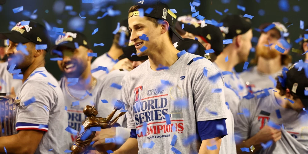 VIDEO: ziņas no beisbola pasaules - Teksasas "Rangers" pirmo reizi vēsturē kļūst par MLB čempioniem