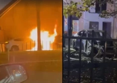 ВИДЕО: в центре Риги открытым пламенем горела машина, есть предположения о причинах произошедшего