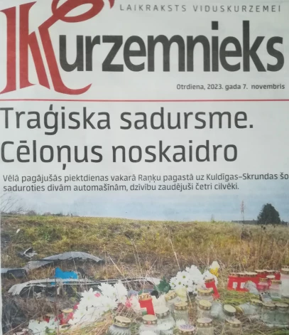 Kuldīgas laikraksts “Kurzemnieks” raksta par traģisko avāriju Raņķu pagastā un tās upuriem.