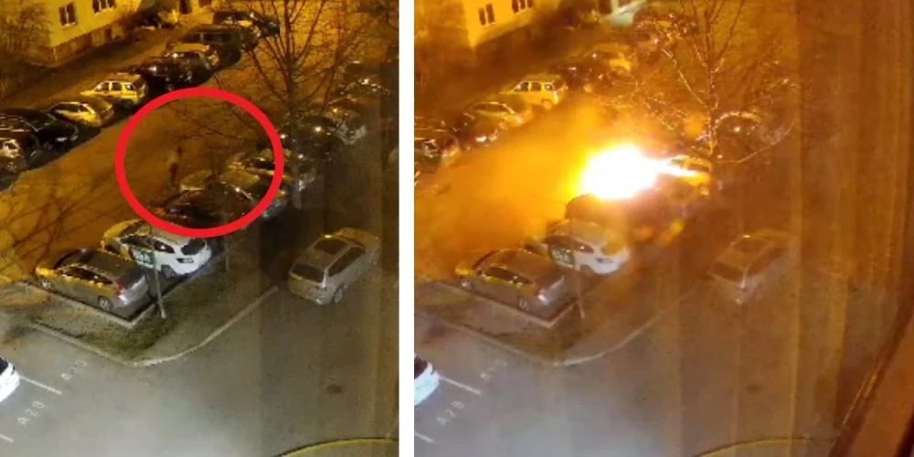 Поджог машины в Пурвциемсе: был свидетель, который это снял и выложил видео, но тут же его удалил