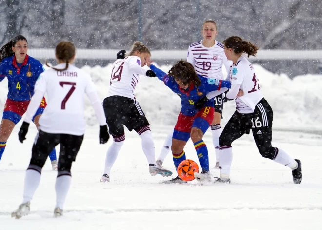 UEFA Nāciju līgas spēle starp Latvijas un Andoras sieviešu futbola izlasēm "LNK Sporta parkā".