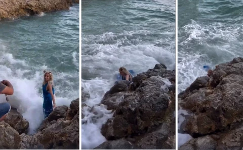 девушка идет в море на закате: стоковое видео (без лицензионных платежей), | Shutterstock