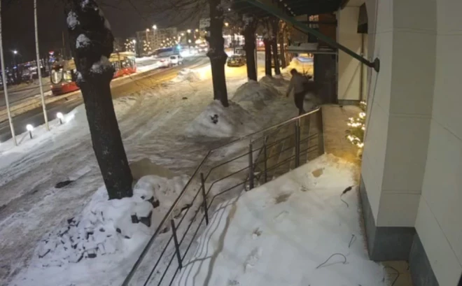 Vīrietis ar eglīti dodas savās gaitās.