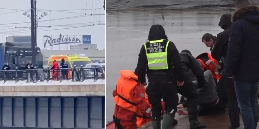 Izglābj sievieti, kura no Akmens tilta ielec Daugavā