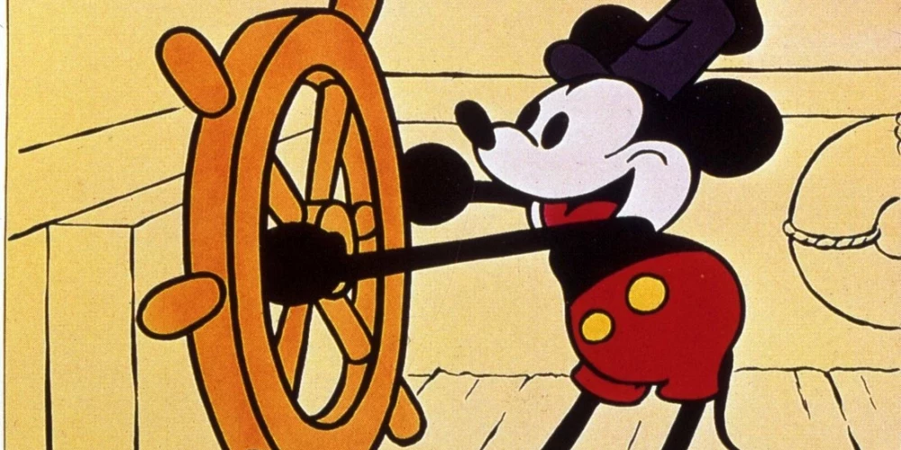 Микки Маус в мультфильме "Пароход Уилли".