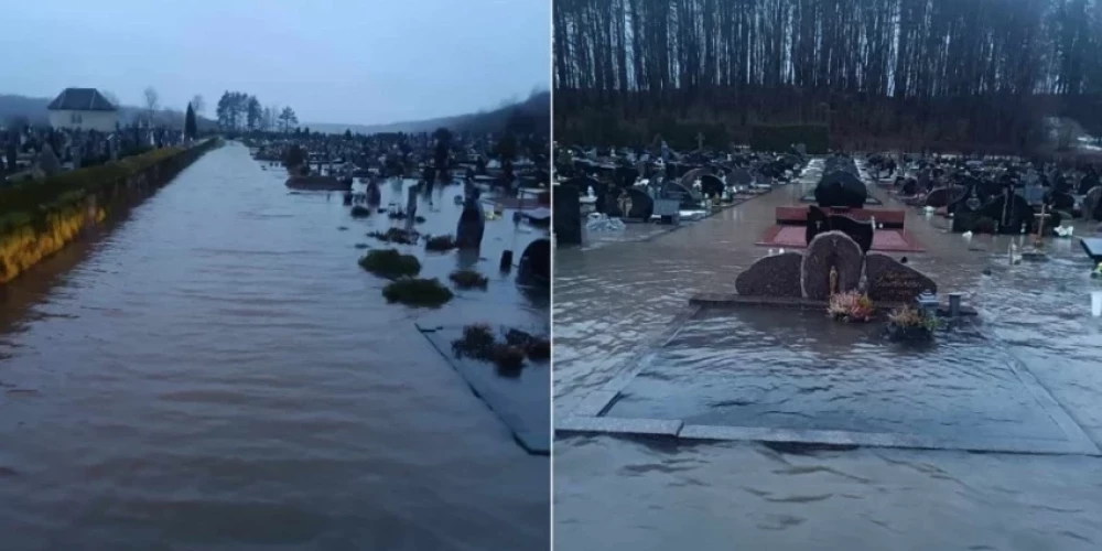 Сюрреалистическое зрелище: в Литве целое кладбище уходит под воду, похороны приходится переносить