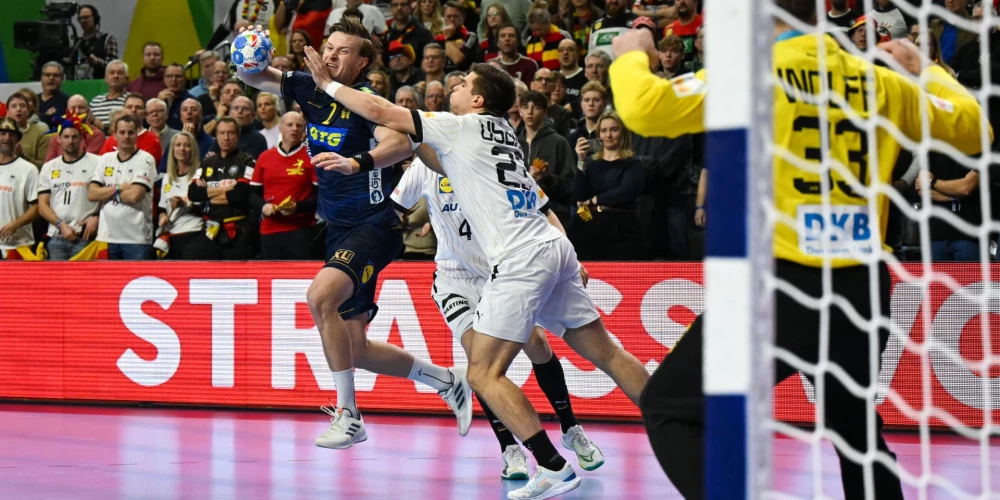Renārs Uščins atkal lielisks, tomēr Vācijas handbola izlase piekāpjas Zviedrijai Eiropas čempionāta bronzas medaļu spēlē