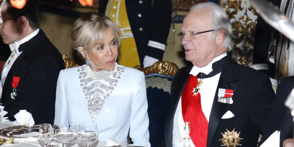 70-летняя Брижит Макрон на королевском приеме в Стокгольме появилась в ослепительном платье