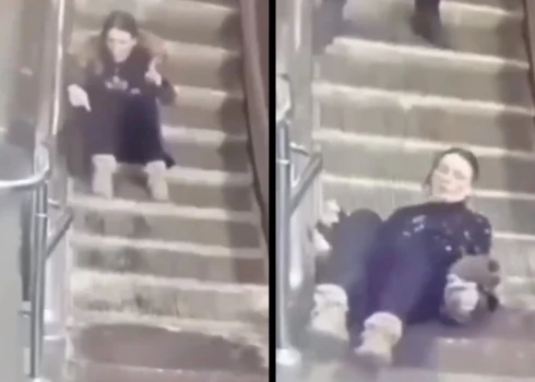 Девушку едва не "зажевало": смотрите поучительное видео, почему на эскалаторе не стоит ехать сидя