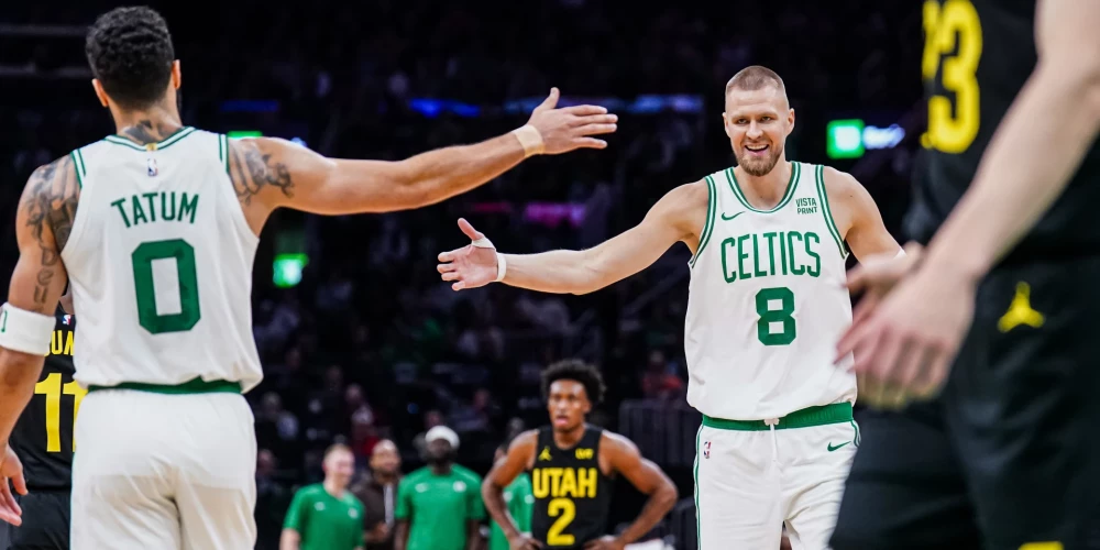 “Celtics” līderis Teitums ar ikonisku salīdzinājumu apzīmē Porziņģa lomu Bostonas komandā 
