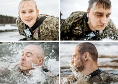 FOTO: karavīri miesas un gara spēku pārbauda āliņģī