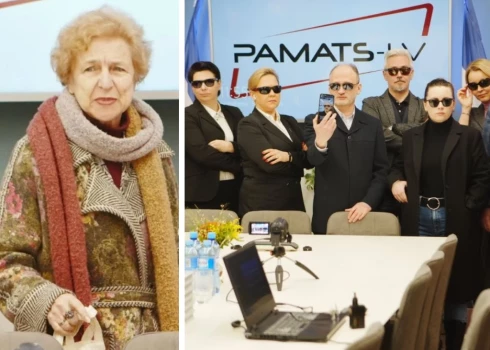 Latvijas Krievu savienības biedri saulesbrillēs noliedz Ždanokas saistību ar Krievijas drošības dienestiem