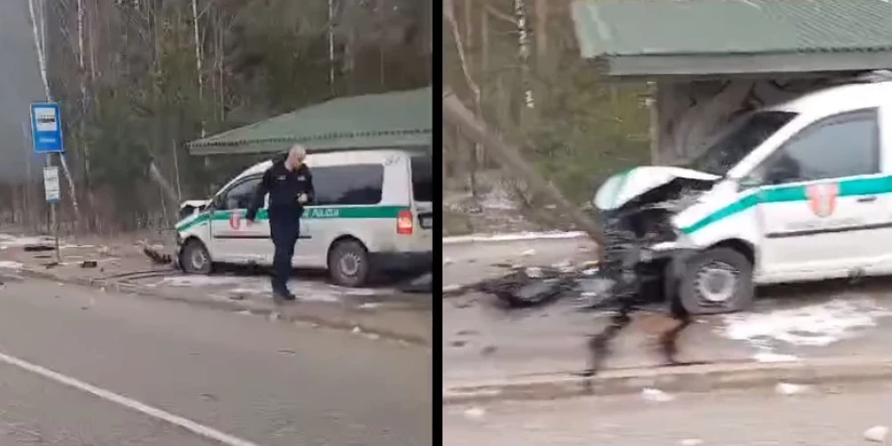 ВИДЕО: машина муниципальной полиции снесла остановку