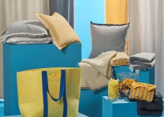 Aizkari, spilvenu pārvalki, pledi un somas - IKEA jaunā kolekcija, kas gatavota no darbinieku formastērpiem