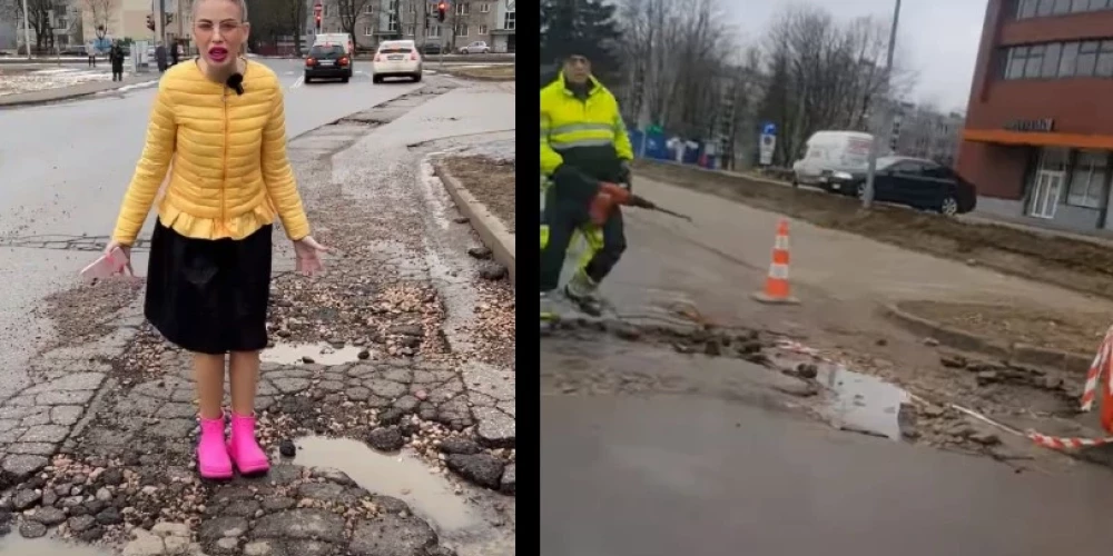 За ремонт ям на дороге рижане благодарят... блогера