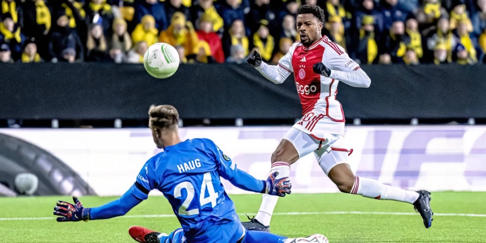 "Ajax" papildlaikā iekļūst UEFA Konferences līgas astotdaļfinālā