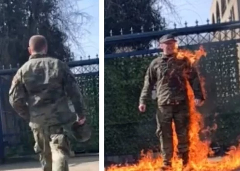 Шокирующее зрелище! Американский солдат поджег себя возле посольства Израиля в Вашингтоне