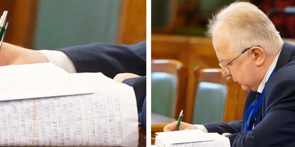 "Я делаю два дела одновременно": депутат, работающий врачом, заполняет карты пациентов на заседаниях Сейма