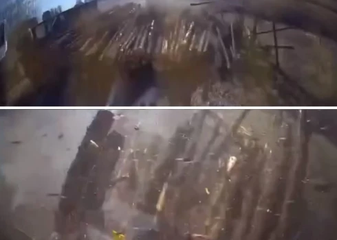 ВИДЕО: в аварии под Екабпилсом выпавшие с лесовоза бревна врезались прямо в кабину встречного грузовика