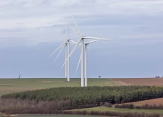 Illustration of the Poiseul-la-ville-et-Laperriere wind turbines. These wind turbines are part of the " Les Useroles" wind farm located in the Chatillonais region, in the heart of the Poiseul-la-Grange community of communes, in the north-western part of the Cote d'Or department. At Poiseul-la-ville-et-Laperriere, it comprises 8 Nordex N117 turbines, with a power output of 2,400 kW, and a diameter of 117 m. The Useroles wind farm was developed and built by WKN and operated by Energy Consult (a WKN subsidiary). With a total capacity of 19.2 MW, the park's expected annual production is around 50 GWh, or the equivalent of 19,000 inhabitants of mainland France supplied with clean electricity. France, Poiseul-la-ville-et-Laperriere, January 08, 2024.//KONRADK_konrad-003/Credit:KONRAD K./SIPA/2401081057