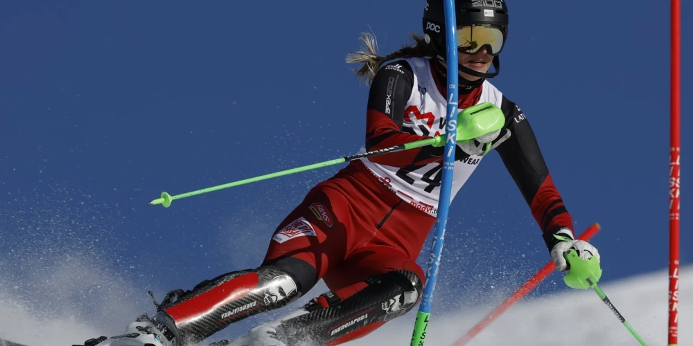 Dženifera Ģērmane Pasaules kausa sacensībās slalomā vēlreiz atkārto Latvijas rekordu