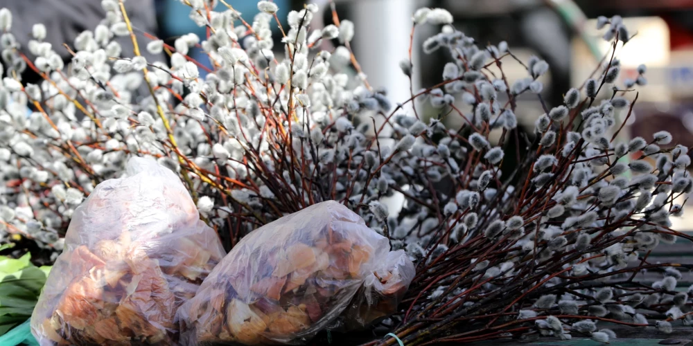 Pūpoli un sīpolu mizas Rīgas Centrāltirgū.