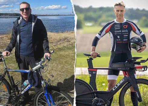 Latvijas prezidents Edgars Rinkēvičs un Somijas prezidents Aleksandrs Stuba pie saviem velosipēdiem.