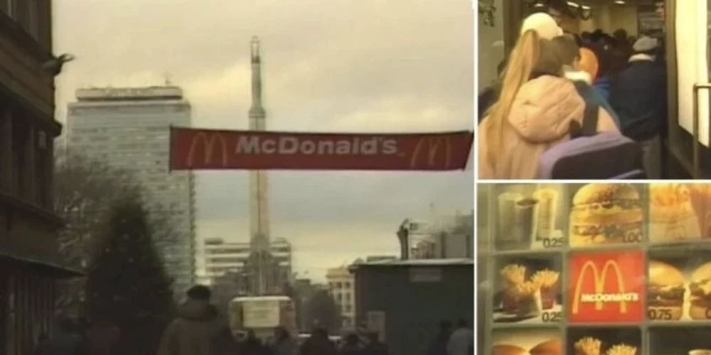 Soctīklos parādījies video no pirmā "McDonald's" atvēršanas Rīgā - pagājuši jau 30 gadi!