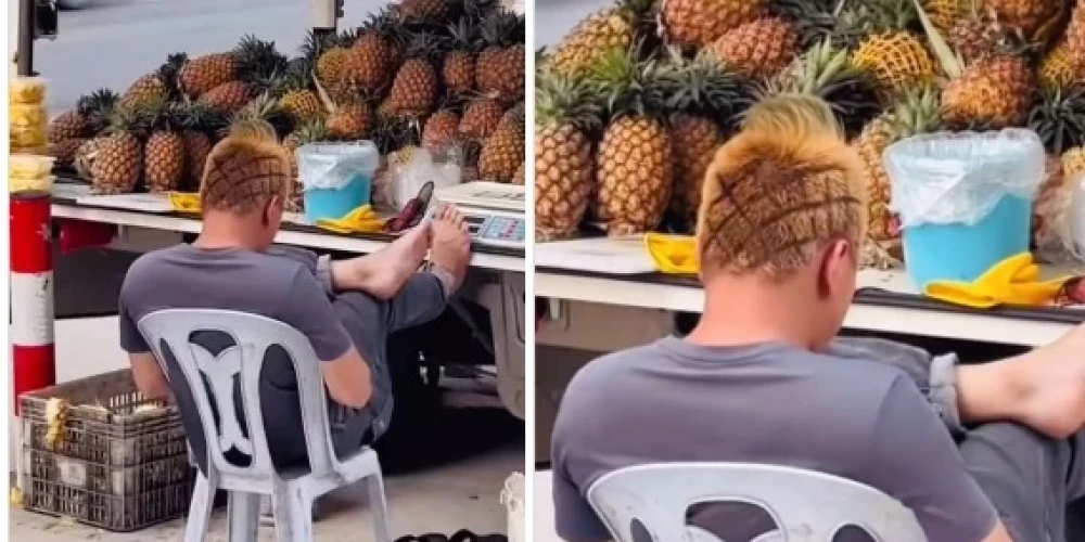 Маркетинг высшего уровня: продавец ананасов сделал прическу в виде... ананасов!