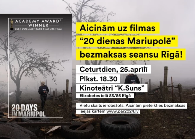 Aicina uz Oskarotās filmas “20 dienas Mariupolē” bezmaksas seansu Rīgā