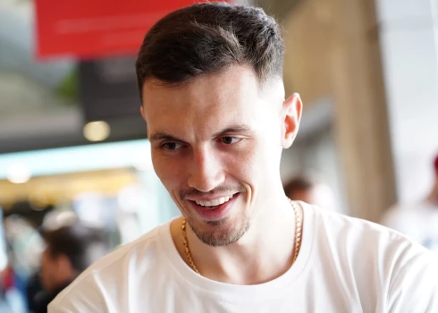 Latvijas vīriešu basketbola izlases uzbrucējs Rodions Kurucs.