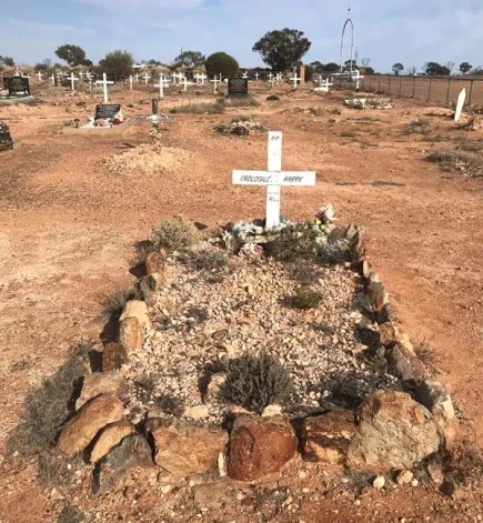 Arvīda Blūmentāla atdusas vieta. Pagaidām ne vārda, ne uzvārda, ne dzimšanas un miršanas gadu, tikai "Krokodilu Harijs. RIP" (foto: Ināra Strunga)