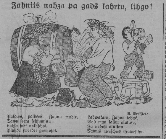 1924. gada humoravīze “Sikspārnis” ironizē par Jāņu sieru, ko pagatavojusi kāda neveikla Jāņu māte.