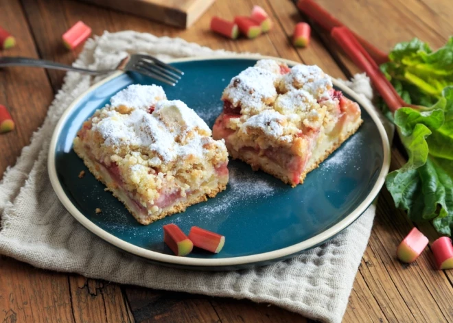 Rabarberu laiks visā krāšņumā - cepam sulīgu plātsmaizi