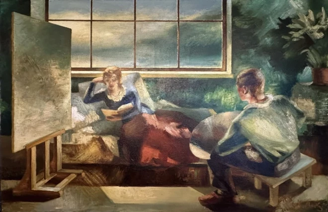 Kārļa Neiļa 1935. gadā gleznotā “Mākslinieka darbnīca”.