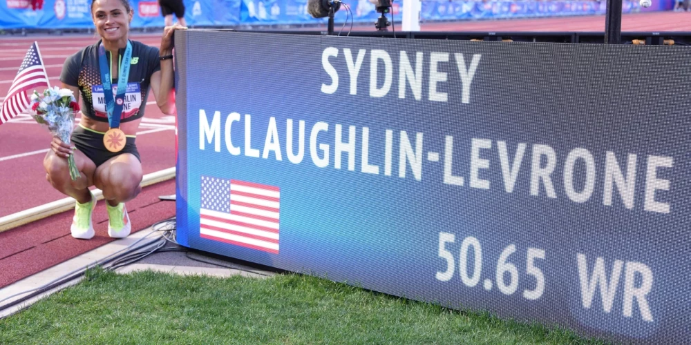 Sidnija Maklaflina-Levrona labo pasaules rekordu 400 metros ar barjerām