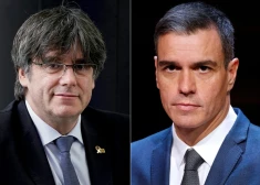 Katalonijas ekspremjers Karless Pudždemons un Spānijas premjerministrs Pedro Sančess