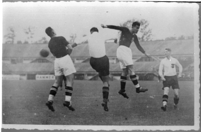 Latvijas un Austrijas spēle 1938. gadā.