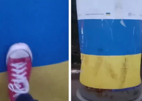 Мужчина, который в Вецмилгрависе вытирал обувь об изображение украинского флага, приговорен к условному сроку