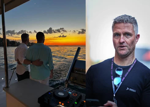 На снимке Ральф Шумахер и его возлюбленный Этьен любуются закатом.