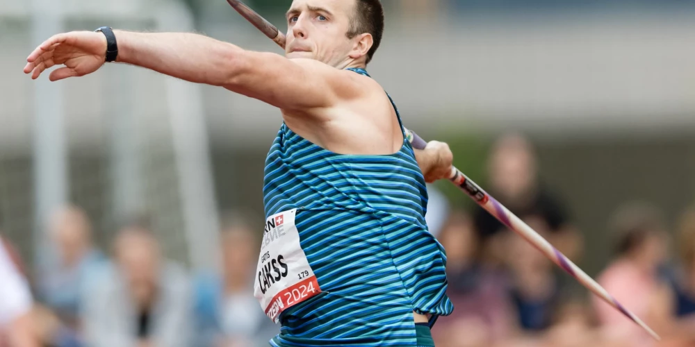 Viens no Latvijas vadošajiem šķēpmetējiem Gatis Čakšs sacensībās Lucernā.