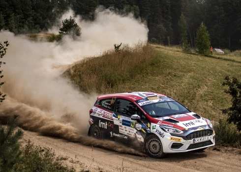 Mārtiņa Seska ekipāža Latvijas WRC rallijā.