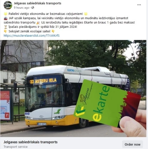 Interneta krāpnieki ar vilinošu piedāvājumu par diviem eiro uz pusgadu piedāvā iegādāties bezmaksas karti bezmaksas braukšanas karti Jelgavas autobusos. Jelgavniekus aicina neuzķerties uz cilvēku banku kontu iztukšotāju “izdevīgo iespēju”. 