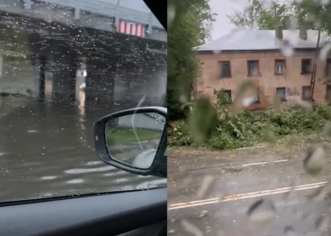 ВИДЕО: в Риге затоплены улицы, во многих местах затруднено движение, некоторые дороги перекрыты