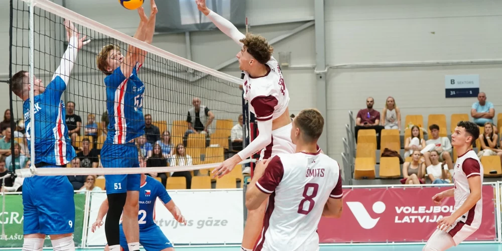 Latvijas vīriešu volejbola izlases pārbaudes spēle pret Čehijas valstsvienību "Rimi" Olimpiskajā centrā.