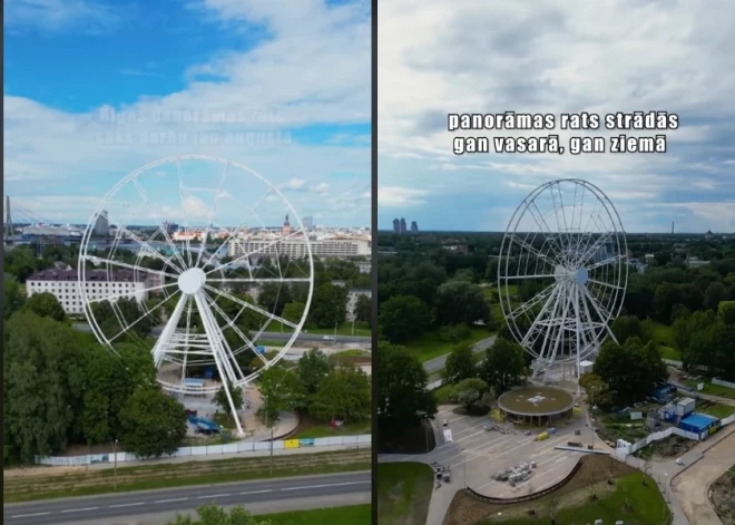 ВИДЕО: уже скоро открытие! Колесо обозрения в Риге сняли с дрона