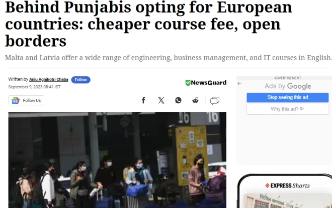 Indijas laikraksts „The Indian Express” raksta, ka aizvien vairāk pendžābiešu izvēlas studēt Latvijā.